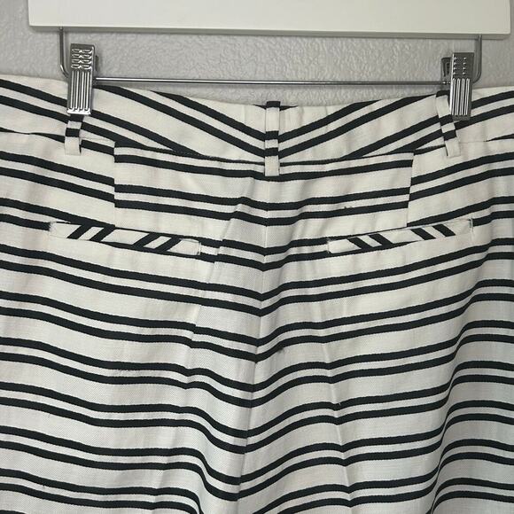 J Brand Caldwell linen blend black striped wide leg high rise crop pants size 8 - Picture 2 of 7